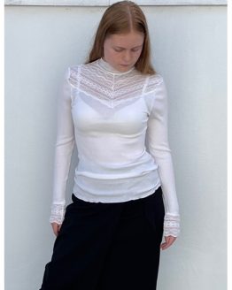 BLOUSE WITH LACE WHITE - ROSEMUNDE