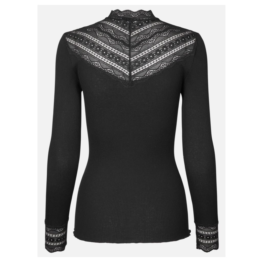 BLOUSE WITH LACE BLACK - ROSEMUNDE