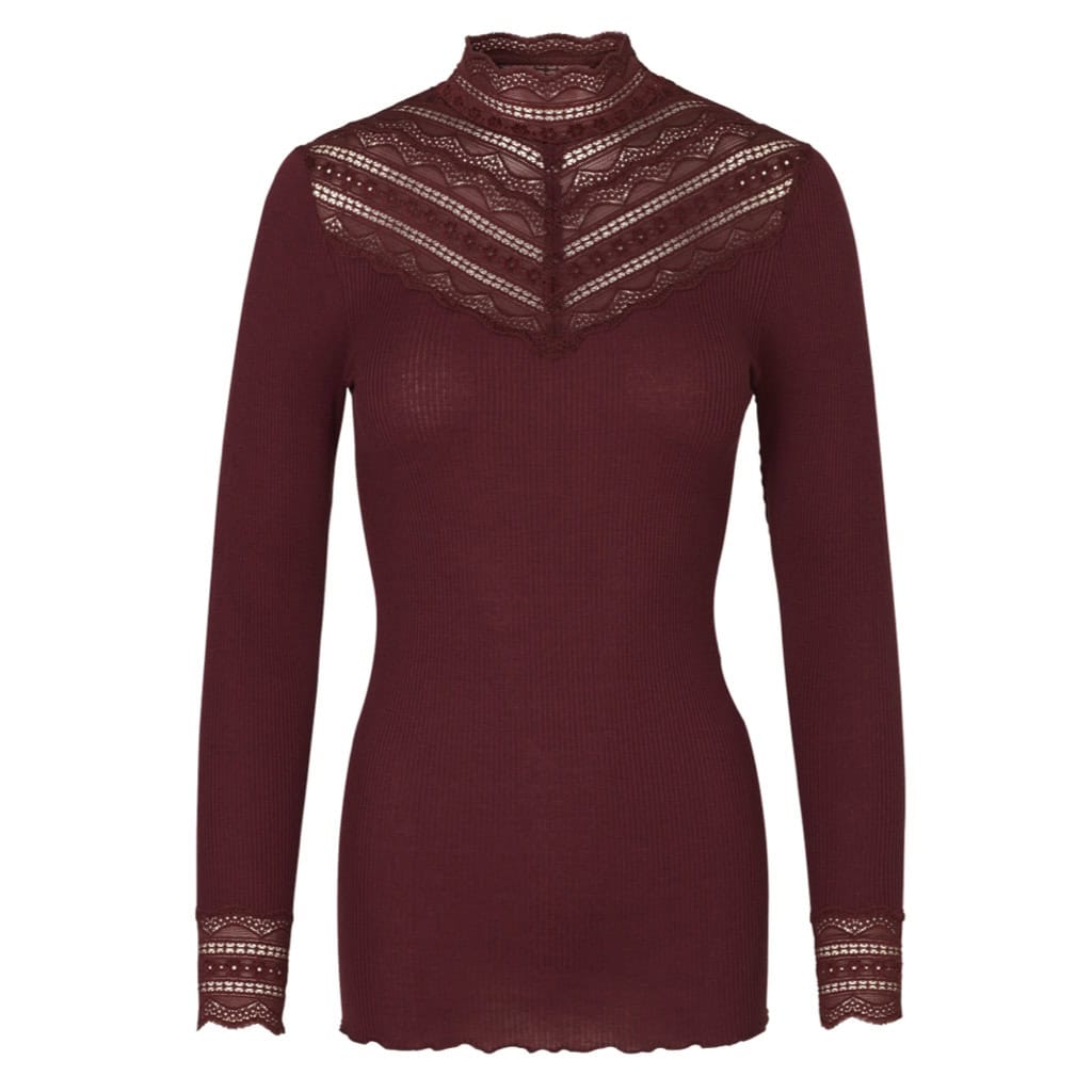 BLOUSE WITH LACE MERLOT - ROSEMUNDE